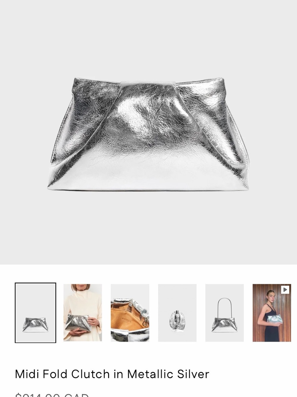 ⭐️ A-ESQUE brand Midi Fold Clutch in Metallic Silver BRAND NEW ⭐️